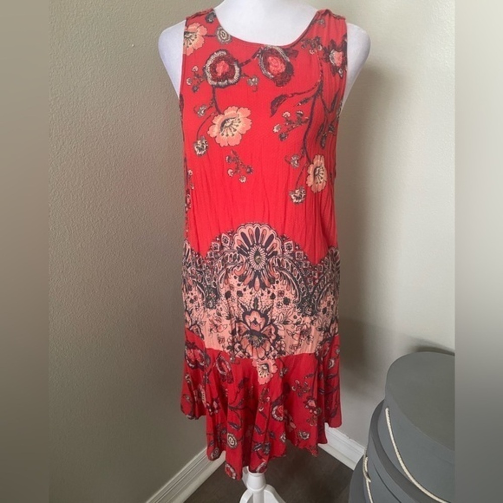 Muli color red backless casual dress- free people